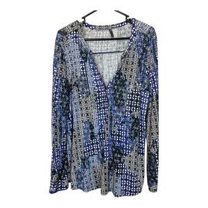 NYDJ Womens Boho Bohemian Blouse Shirt Top Cottage Indie Fairy Festival Hippie L